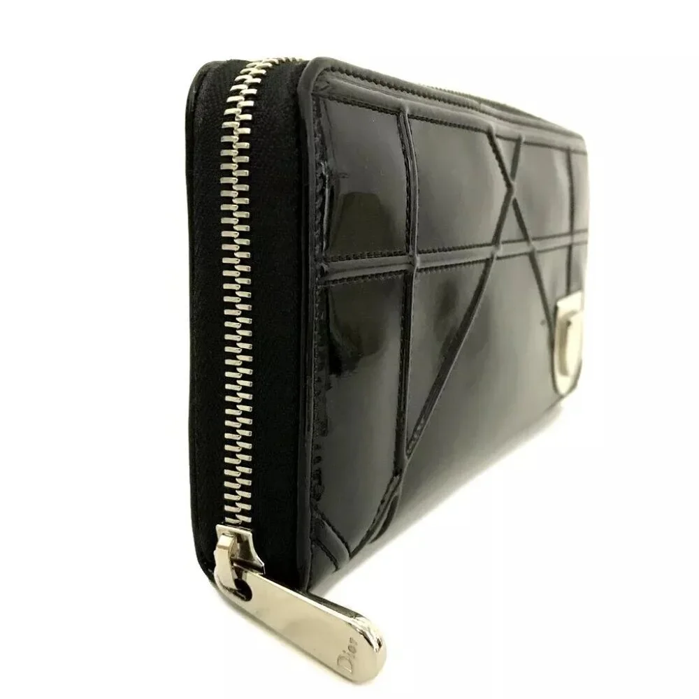 Christian Dior Diorama Patent Leather Long Zip Around Wallet/4Z1078